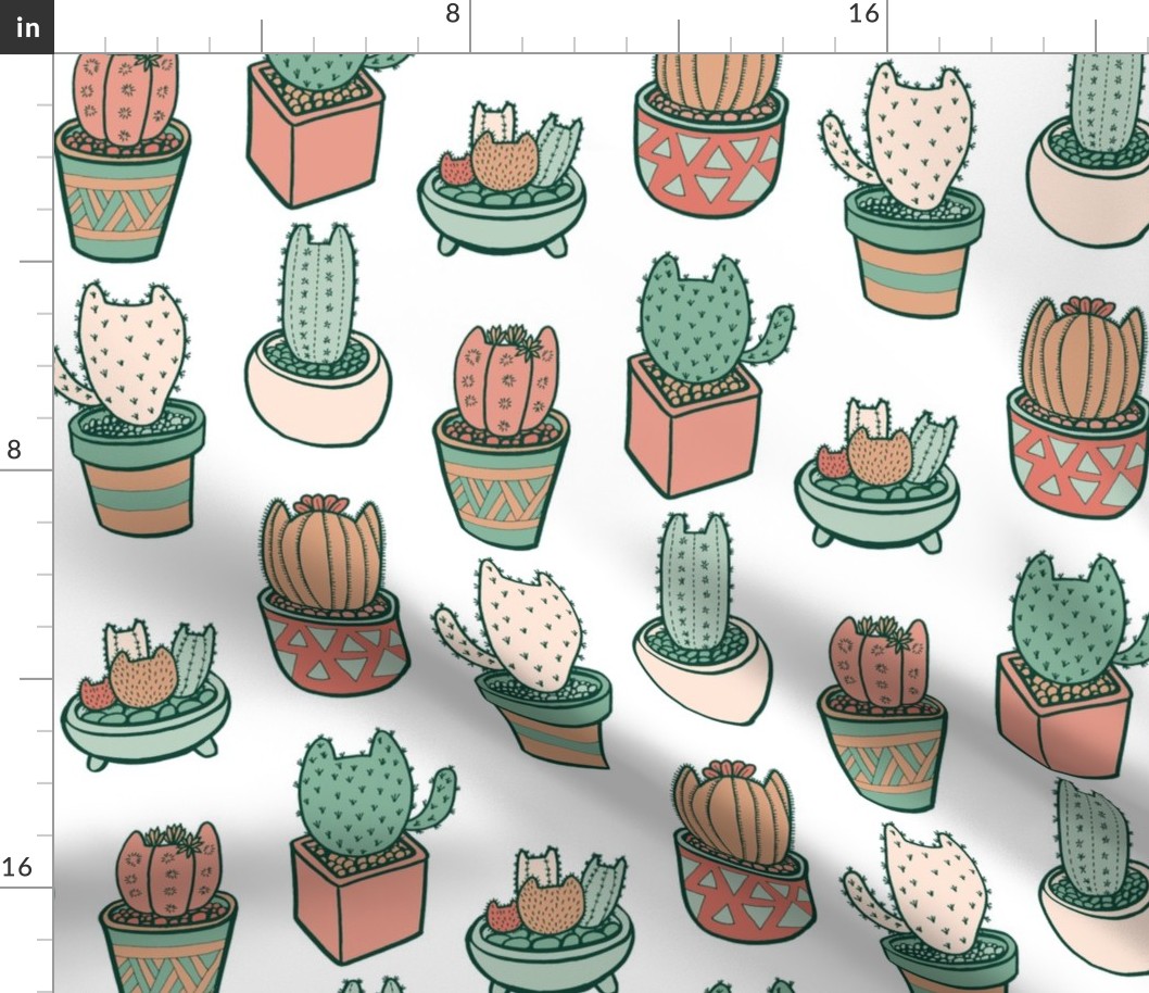 Cactus Cats in Ceramic White