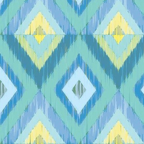 Ikat Diamonds in teals and blues
