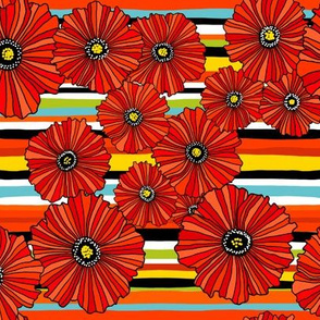 Summer poppies stripe