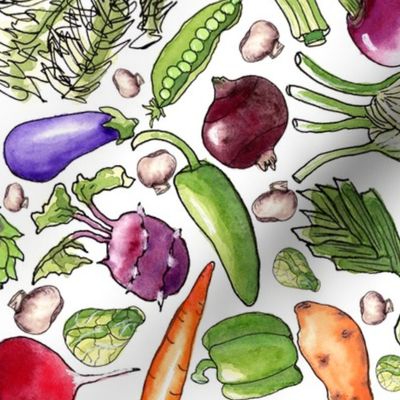 Watercolor Veggies 