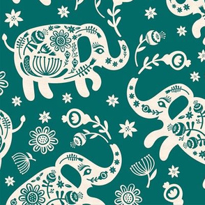 Pachyderms & Posies in Jade