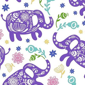Pachyderms & Posies in Purple