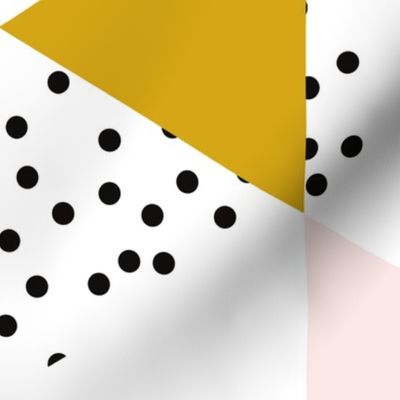 triangle wholecloth // pale pink + gold + b/w dots // rotated