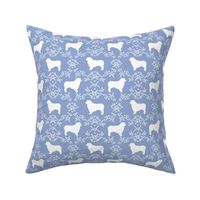 Australian Shepherd florals silhouette dog pattern cerulean