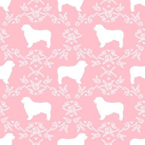 Australian Shepherd florals silhouette dog pattern pink