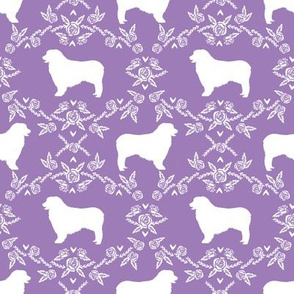 Australian Shepherd florals silhouette dog pattern purple