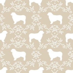 Australian Shepherd florals silhouette dog pattern sand