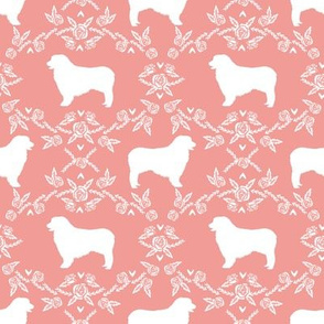 Australian Shepherd florals silhouette dog pattern sweet pink