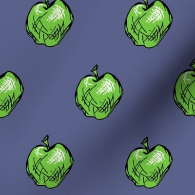 Granny Smith Apples on Denim Blue