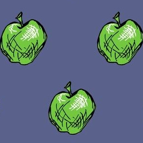 Granny Smith Apples on Denim Blue