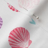 seashells fabric // girls mermaid sea shell design - pink purple and mint