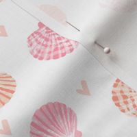 seashells fabric // girls mermaid sea shell design - pink coral and peach