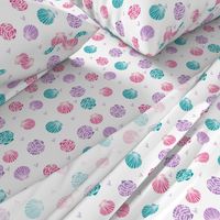 seashells fabric // girls mermaid sea shell design - pink turquoise and purple