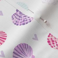 seashells fabric // girls mermaid sea shell design - pink turquoise and purple