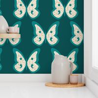 Teal Pearl Butterfly on Dark Teal