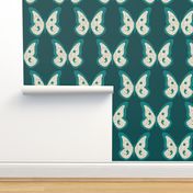 Teal Pearl Butterfly on Dark Teal