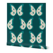 Teal Pearl Butterfly on Dark Teal