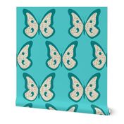 Teal Pearl Butterfly on Aqua