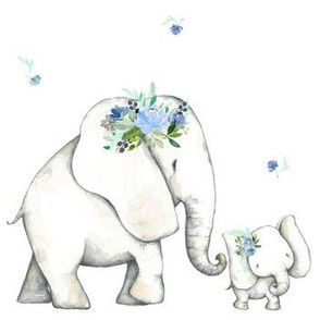 Floral Blue Elephant