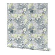 Scattered Paper-cut Effect Florals Pattern on Grey