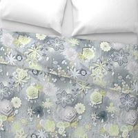 Scattered Paper-cut Effect Florals Pattern on Grey