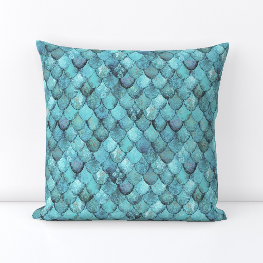 Silver + Light Teal Mermaid or Dragon Scales by Su_G_©SuSchaefer