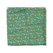 basset hound hula fabric dog tropical summer design - turquoise