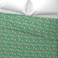 basset hound hula fabric dog tropical summer design - turquoise