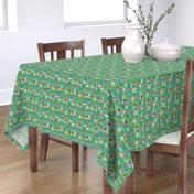 basset hound hula fabric dog tropical summer design - turquoise