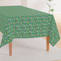 basset hound hula fabric dog tropical summer design - turquoise