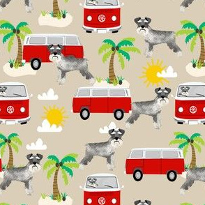 schnauzer fabric dog palm trees summer fabric dog design - sand