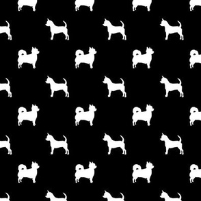 chihuahua silhouette fabric - long and short haired dog silhouette fabric - black