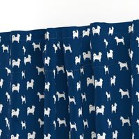 chihuahua silhouette fabric - long and short haired dog silhouette fabric - navy