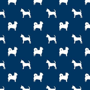 chihuahua silhouette fabric - long and short haired dog silhouette fabric - navy