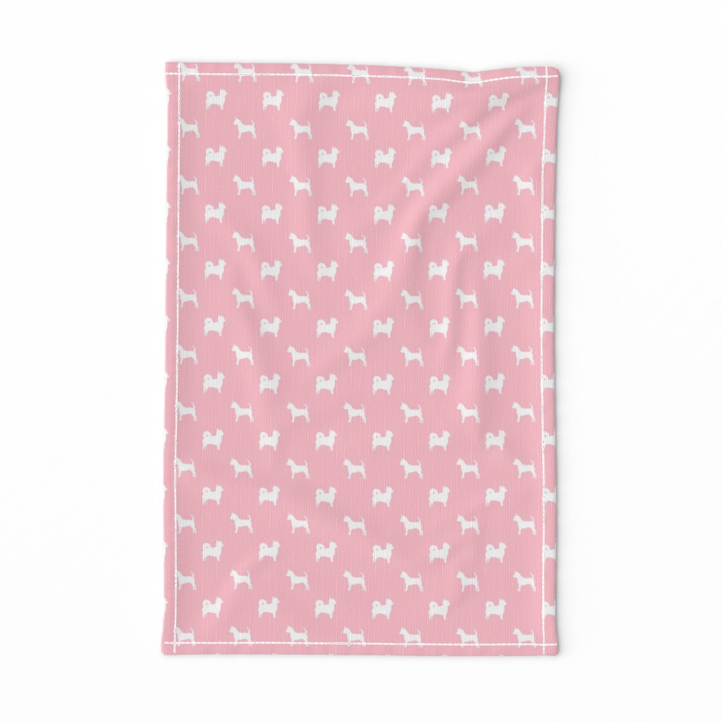 chihuahua silhouette fabric - long and short haired dog silhouette fabric - blossom pink