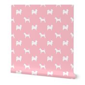 chihuahua silhouette fabric - long and short haired dog silhouette fabric - blossom pink