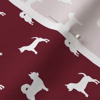 chihuahua silhouette fabric - long and short haired dog silhouette fabric - ruby