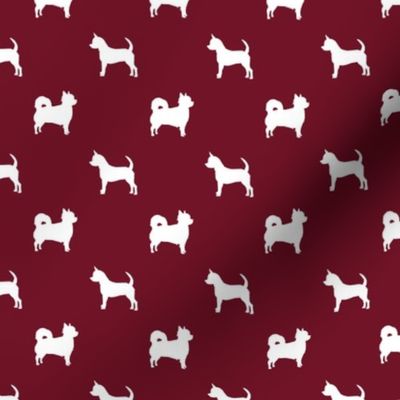 chihuahua silhouette fabric - long and short haired dog silhouette fabric - ruby