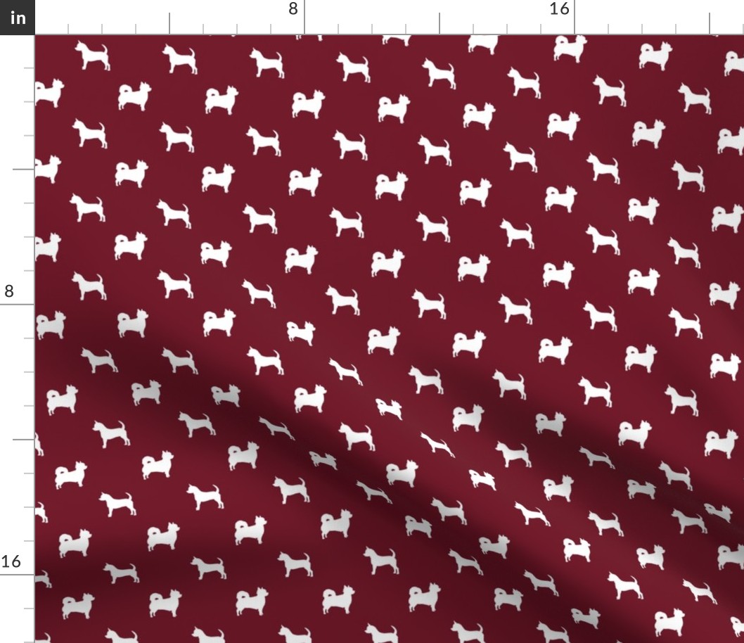 chihuahua silhouette fabric - long and short haired dog silhouette fabric - ruby