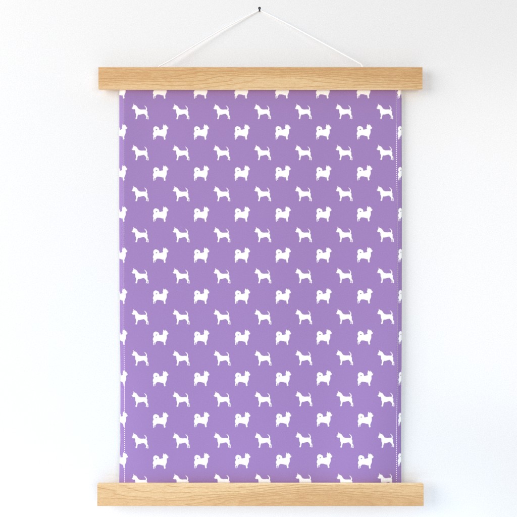 chihuahua silhouette fabric - long and short haired dog silhouette fabric - purple