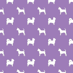 chihuahua silhouette fabric - long and short haired dog silhouette fabric - purple