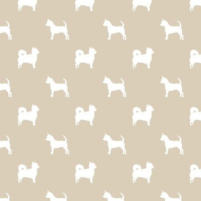 chihuahua silhouette fabric - long and short haired dog silhouette fabric - sand
