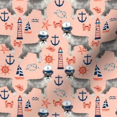 schnauzer fabric nautical summer lighthouse ocean summer design - peach