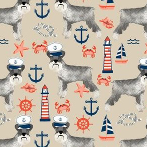 schnauzer fabric nautical summer lighthouse ocean summer design - sand