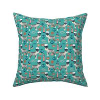 schnauzer fabric nautical summer lighthouse ocean summer design - turquoise