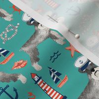 schnauzer fabric nautical summer lighthouse ocean summer design - turquoise