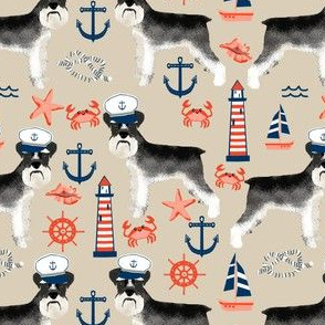 schnauzer fabric nautical summer lighthouse ocean summer design - sand
