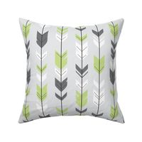 Arrow Feathers - Apple Green and Grey on Silver