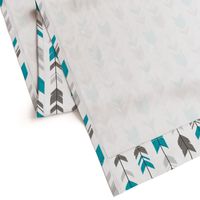 Arrow Feathers- teal, gray on white