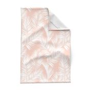 palm leaves - white on blush, small. silhuettes tropical forest white blush light pink hot summer palm plant tree leaves fabric wallpaper giftwrap